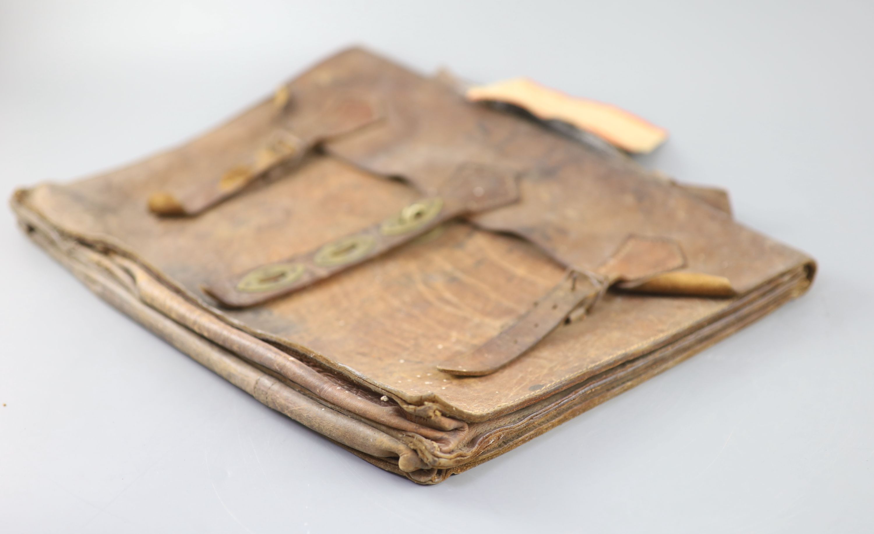 A leather attache case allocated to a member of Lord Mountbattens staff in India / South East Asia c.1943-1947 30 x 40cm.